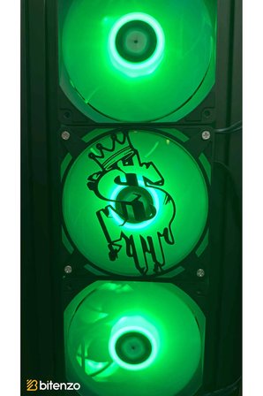 Graffiti Dolar Logolu 120x120 mm Oyun PC Aksesuarı, Masaüstü Bilgisayar Fan Kapağı