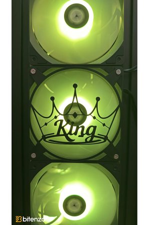 Kral Tacı "King" Yazılı 120x120 mm Oyun PC Aksesuarı, Masaüstü Bilgisayar Fan Kapağı