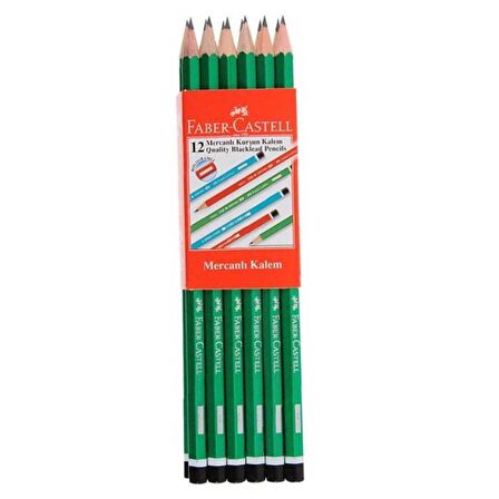 Faber-Castell Kurşun Kalem 12 Adet Kırmızı Yeşil Mavi Kopya Kalemi Kalemtıraş Silgi