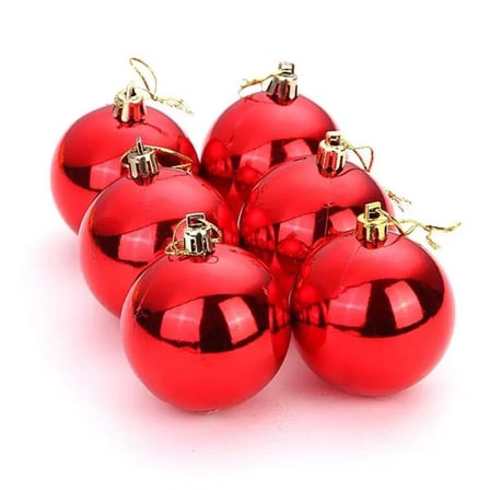 12 Adet Parlak Kırmızı 3 Cm Mini Yılbaşı Topu, Noel Çam Ağacı Topu, Süs Topu 