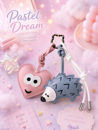 3 Lü Set Cute Forest Friends Charm Set – Çanta & Anahtarlık Aksesuarı  - Kedili Kanca