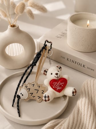 3 Lü Set Sevimli Ayıcık & Kirpi Charm Seti – Çanta ve Anahtarlık Aksesuarı - Kedili Kanca