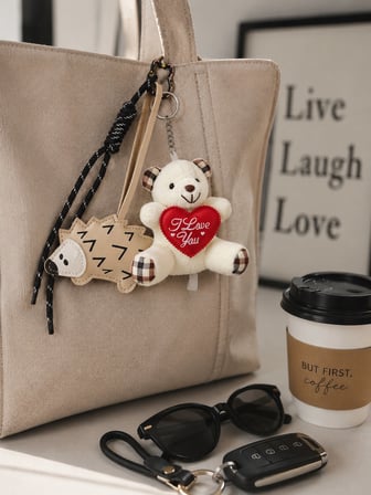 3 Lü Set Sevimli Ayıcık & Kirpi Charm Seti – Çanta ve Anahtarlık Aksesuarı - Kedili Kanca