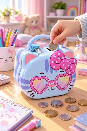 Çocuklar İçin Sevimli Kumbara 9x15 cm Kedi Unicorn Figürlü Para Biriktirme Kumbarası