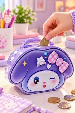 Çocuk Kumbara 12x18 cm Sevimli Figürlü Para Biriktirme Kumbarası Kız Çocuk Hediye