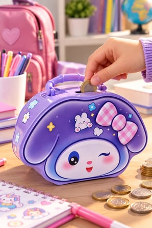 Çocuk Kumbara 12x18 cm Sevimli Figürlü Para Biriktirme Kumbarası Kız Çocuk Hediye