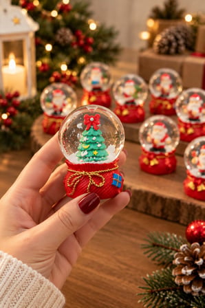 2 Adet 2027 Yeni Yıl Yılbaşı Temalı Kar Küresi 7 cm Mini Kar Küresi Noel Yılbaşı Hediyesi