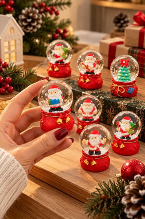 2 Adet 2027 Yeni Yıl Yılbaşı Temalı Kar Küresi 7 cm Mini Kar Küresi Noel Yılbaşı Hediyesi