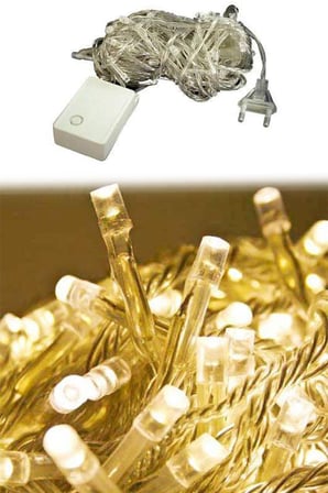  10 Metre Fişli  Şeffaf Kablolu Günışığı 100 Ledli Peri Led Animasyonlu 