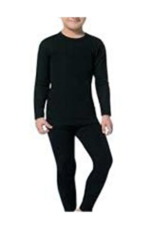 Çocuk Termal Takım Uzun Kollu Termal Bady Tayt Kız Erkek Siyah Termal Body
