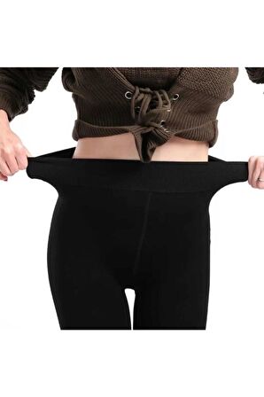 Kadın Siyah Peluş Tayt