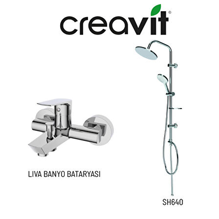 Creavit SH640 Tepe Duş Sistemi ve Liva Banyo Bataryası LV2500