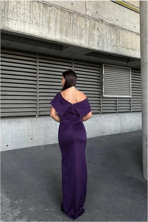 SALMORE Dik Taş Abiye Yaka Elbise Maxi Detaylı · Renk: Siyah · Beden: XL BTY