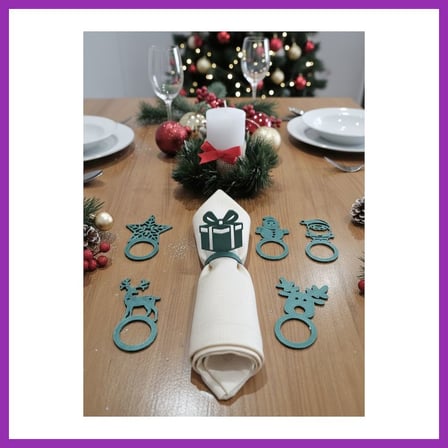 SALMORE 6'lı Yılbaşı Peçete Halkası Seti Noel Sofra Süsü Dekoratif Peçete Yüzüğü BTY