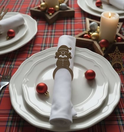 SALMORE 6'lı Yılbaşı Peçete Halkası Seti Noel Sofra Süsü Dekoratif Peçete Yüzüğü BTY