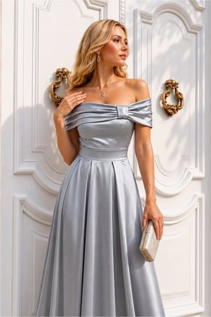 SALMORE Saten Elbise Maxi Abiye Straplez Kumaş · Renk: Zümrüt · Beden: S BTY