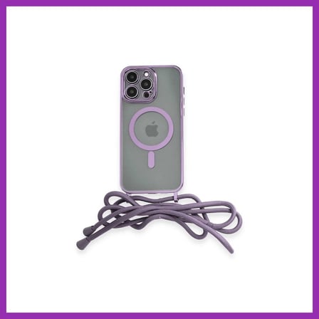 SALMORE iPhone 12 Pro Max Uyumlu Kılıf Divo Lazer Askılı Magsafe Kapak - Lila BTY