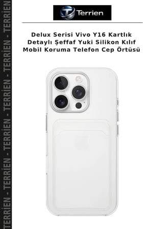 Delux Serisi Vivo Y16 Kartlık Detaylı Şeffaf Yuki Silikon Kılıf Mobil Koruma Telefon Cep Örtüsü