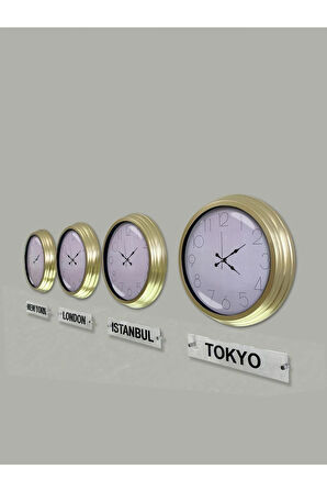 40 Cm Prinç Metal Beyaz Kadran 4 Adet Set Tabelalı Otel Dünya Saati