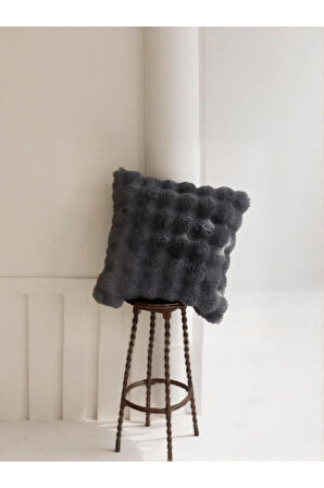 Bubble Tavşan Tüyü, Çift Taraflı, Gizli Fermuarlı Pofuduk Kırlent Kılıfı 40x40