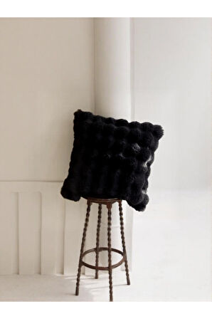 Bubble Tavşan Tüyü, Çift Taraflı, Gizli Fermuarlı Pofuduk Kırlent Kılıfı 40x40