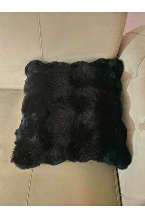 Bubble Tavşan Tüyü, Çift Taraflı, Gizli Fermuarlı Pofuduk Kırlent Kılıfı 40x40