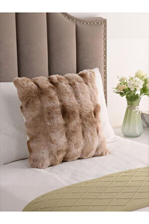 Bubble Tavşan Tüyü, Çift Taraflı, Gizli Fermuarlı Pofuduk Kırlent Kılıfı 40x40