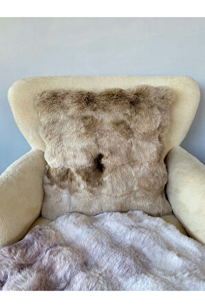 Bubble Tavşan Tüyü, Çift Taraflı, Gizli Fermuarlı Pofuduk Kırlent Kılıfı 40x40