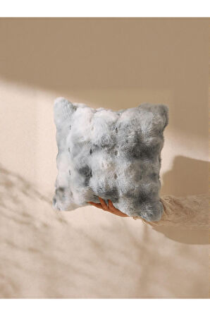 Bubble Tavşan Tüyü, Çift Taraflı, Gizli Fermuarlı Pofuduk Kırlent Kılıfı 40x40