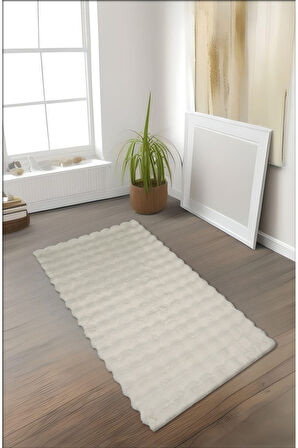 Bubble Tavşan Tüyü, Kaymaz Süet Taban, Süper Soft, Ultra Lüks, Yıkanabilir Halı