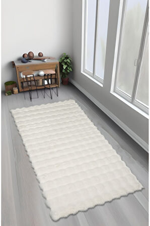 Bubble Tavşan Tüyü, Kaymaz Süet Taban, Süper Soft, Ultra Lüks, Yıkanabilir Halı