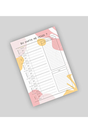 Bugün Ne Yesek? Öğün Planlayıcı Bloknot - Notepad A5 (14x20cm) 50 Sayfa Not Defteri