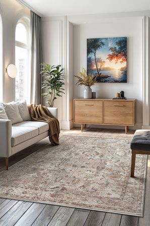 Buhara 0742 Mavi Serisi Vintage Modern Eskitme Etnik Desenli Otantik Salon Halısı