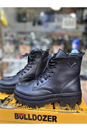 Hakiki Deri Fermuarlı Içi Tüylü Kadın Bot