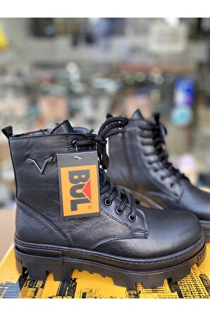 Hakiki Deri Fermuarlı Içi Tüylü Kadın Bot