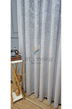 Nardo Gri Bulut Tül Exculusive Micro Örgü 2Kat Pileli Gri Tül Perde