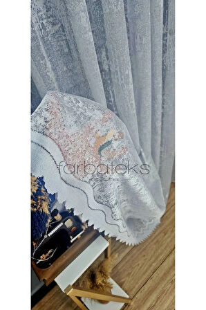 Nardo Gri Bulut Tül Exculusive Micro Örgü 3Kat Pileli Gri Tül Perde