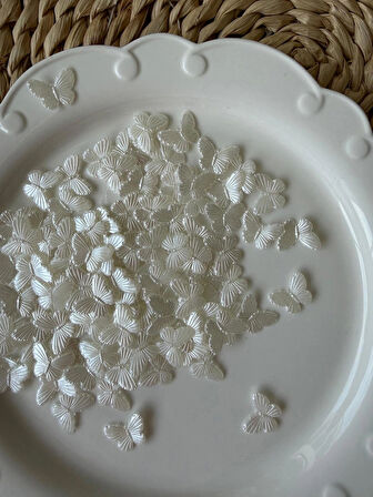 100 adet 22mm x 14mm İnci Akrilik Kelebek Boncuklar DIY Takı Yapımı için