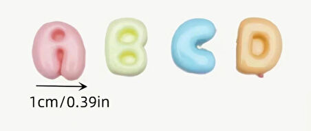 95 adet Mini Çok Renkli Reçine Alfabe Süsleri - Pastel ABCD HarfleriT akı Yapımı & El İşleri için