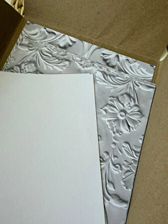 12 Sayfa ASSTSS 2D Beyaz Kabartmalı Çiçek Scrapbook Kağıt Ped - 15.24x15.24 cm