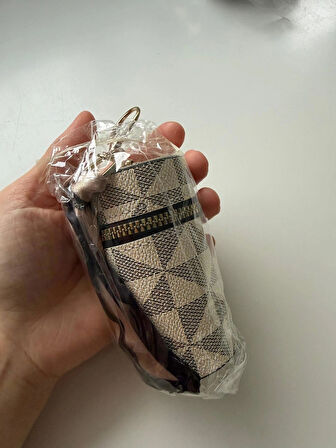 Şık Krem Fularlı Ruj Tutucu Fermuarlı - Kadınlar için Çok Fonksiyonlu Madeni Para Cüzdanı