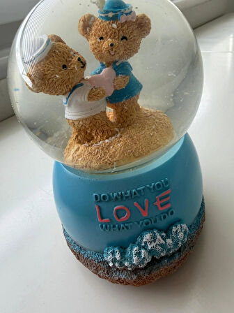 Ayıcıklı Elle Kurmalı Büyük Boy Kar Küresi Hediye Kutulu