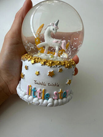 Unicorn Pilli Orta Boy Kar Küresi Hediye