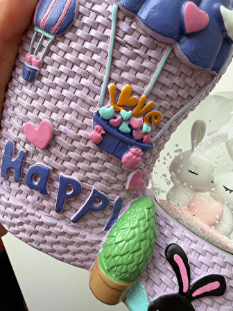 Tavşanlı Mor Happy Kalemlikli Kar Küresi Özel Hediye Kutulu