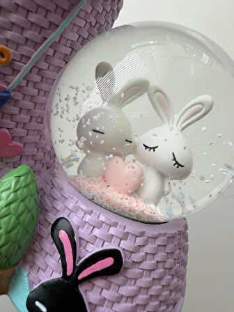 Tavşanlı Mor Happy Kalemlikli Kar Küresi Özel Hediye Kutulu