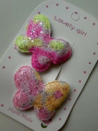 Parlak Simli Renkli Kalp Büyük Kıskaçlı Toka