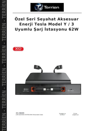 Özel Seri Seyahat Aksesuar Enerji Tesla Model Y / 3 Uyumlu Şarj İstasyonu 62W