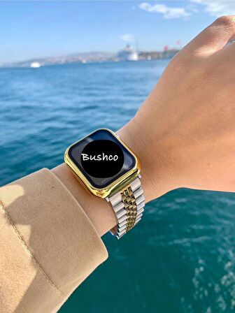 Apple Watch Bakla Gümüş-Gold Çelik Kordon 42-44-45-49  mm