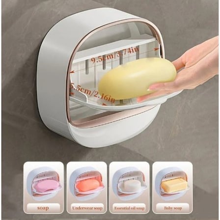 Özel Üretim Kullanışlı Model Hijyenik Aksesuar Banyo Ürünü Drenaj Hazneli Kapaklı Katı Sabunluk
