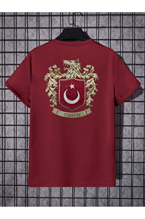 Bozkurt Sembol Türkiye SIRT ve Ön Baskılı Unisex T-shirt